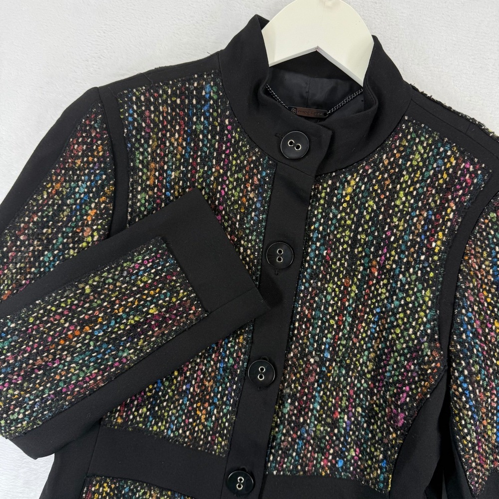 TRINA TURK Womens‎ Black Tweed Multi Color Embellished Blazer Jacket Size 6